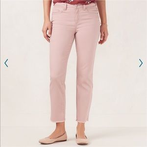 LC Lauren Conrad Fringe Slim Straight Blush Jeans